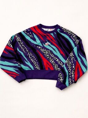 Nike Colorblock Graphic Crewneck in Purple, Teal & Red